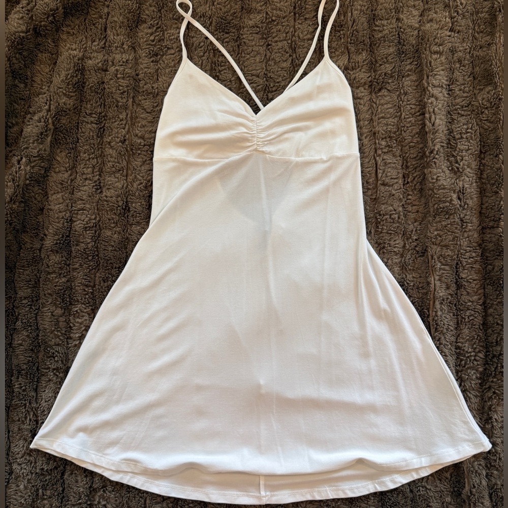 White V-Neck Spaghetti Strap Slip Dress